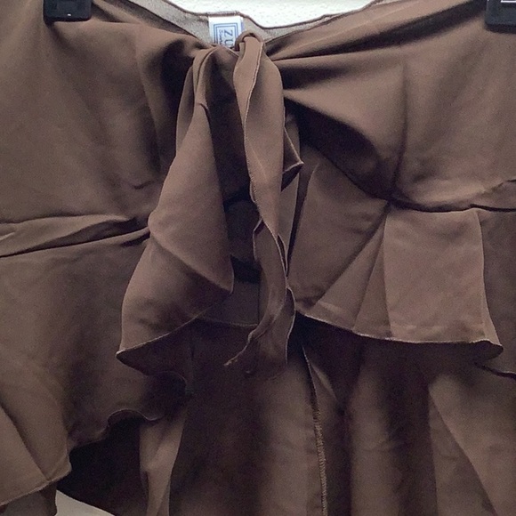 Zuliana Brown Ruffle Side Tie Sarong Made in USA New With Tags - Picture 2 of 3